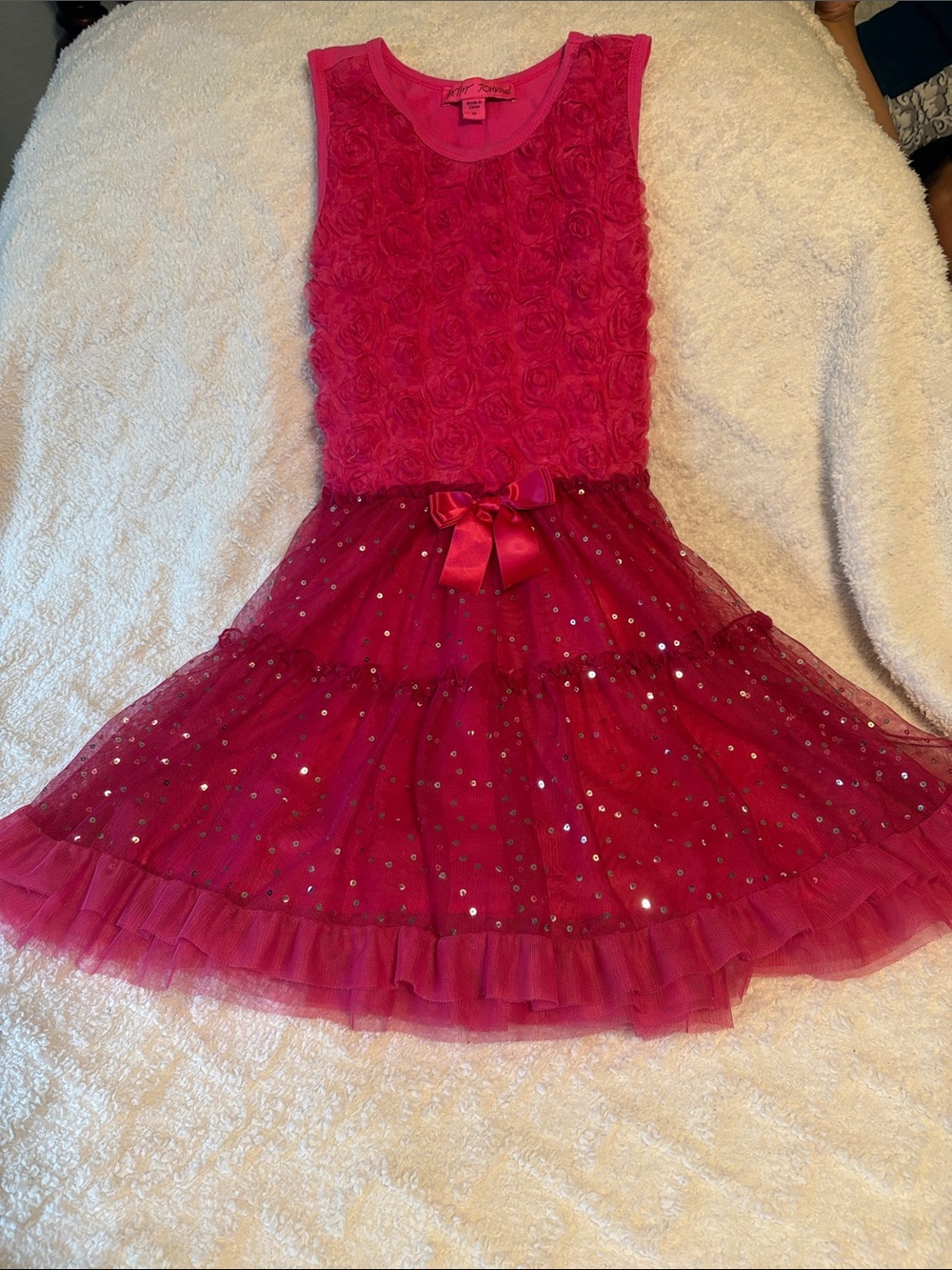 Betsey Johnson Hot Pink Sequin Tulle Party Dress